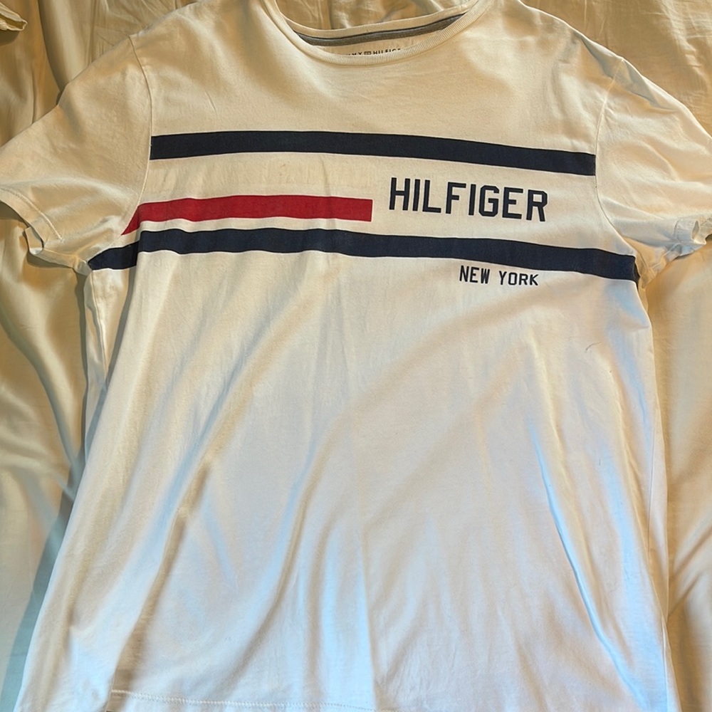 Tommy Hilfiger white tee. Size is a large.
